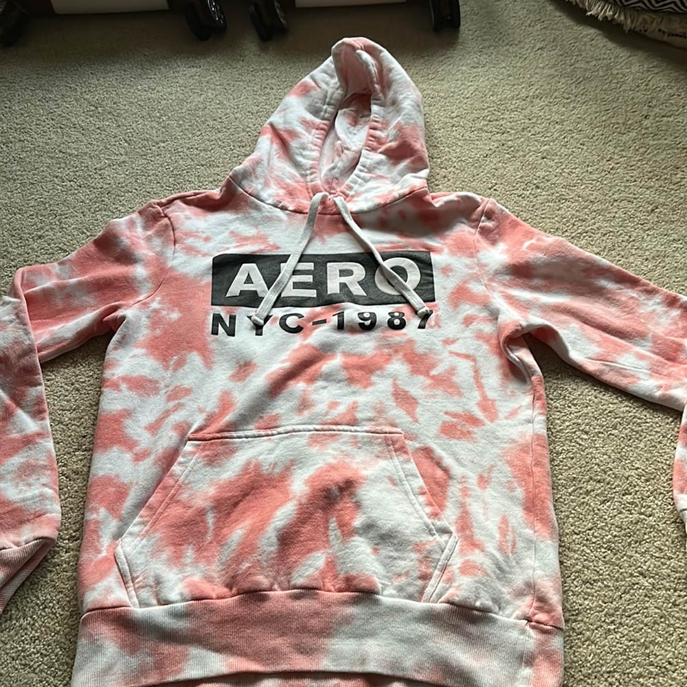 Pink and white tie die sweatshirt